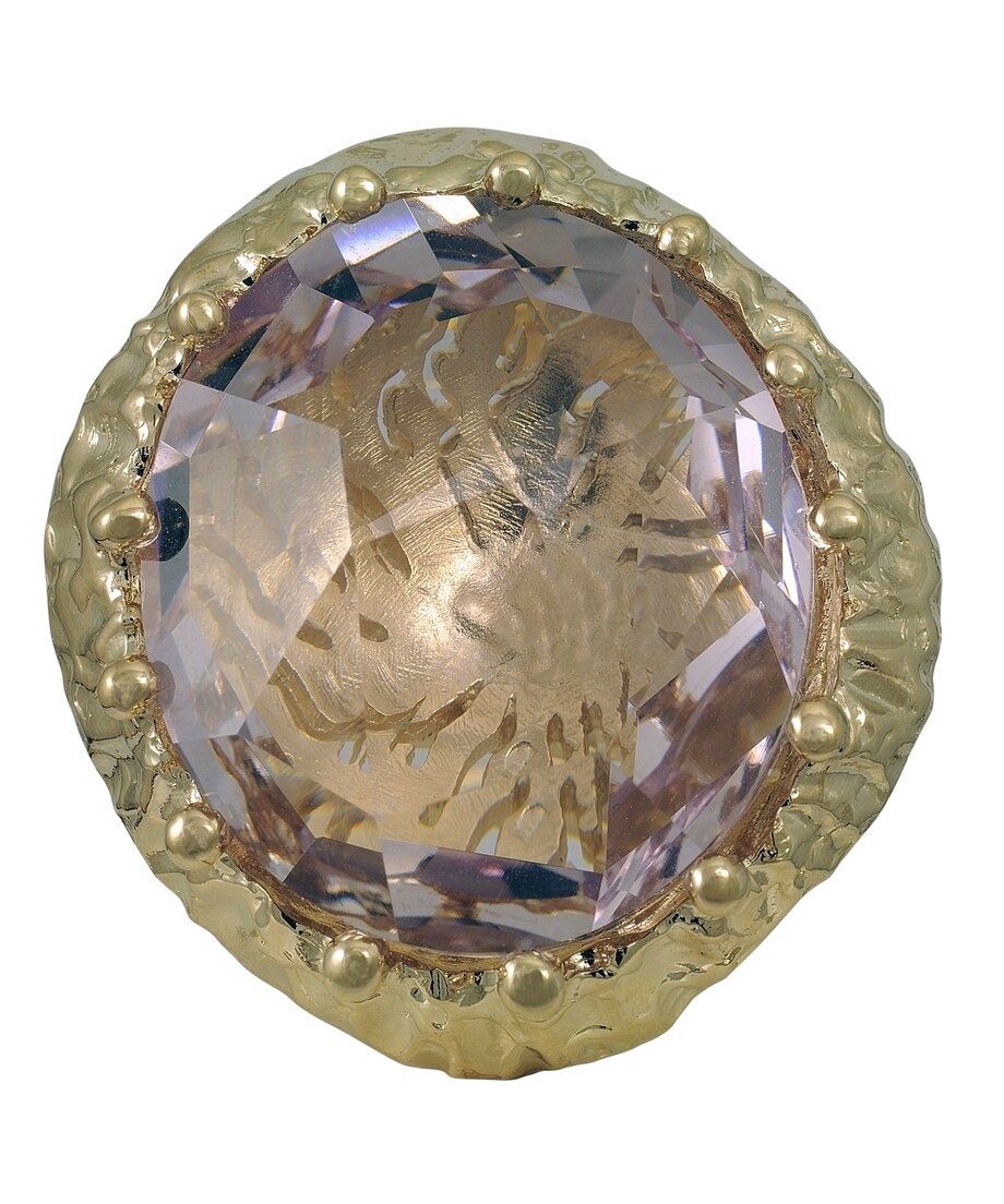 Anillo Texturas con un Swarovski Element dorado de plata de primera ley bañada en oro