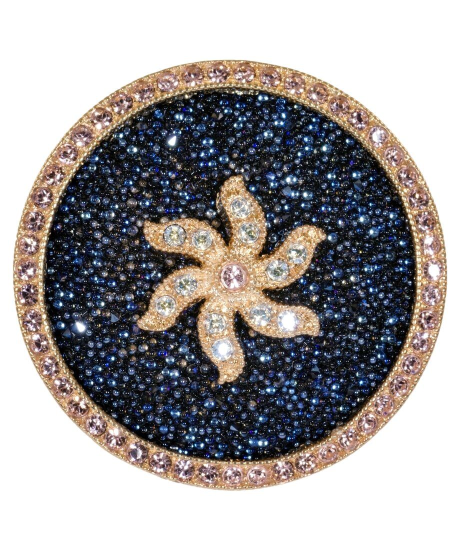 Sortija Pavé con Swarovski Elements azules, negros y blancos de plata de primera ley bañada en oro amarillo
