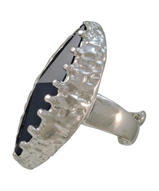 Anillo con cristal negro Swarovski de plata de ley rodinada