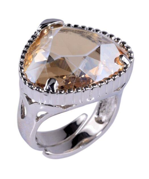 Anillo cristal Swarovski fumé de plata con un baño de rodio