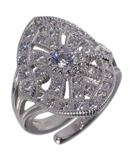 Anillo de novia con circonitas Swarovski en plata rodinada