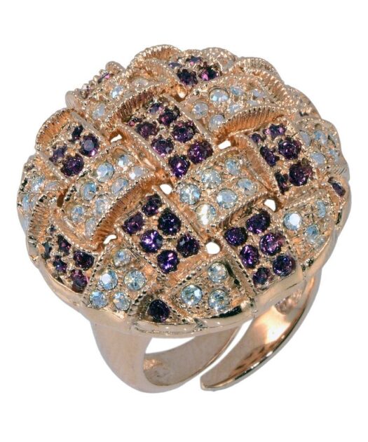 Anillo dorado con trenzas de plata de ley bañado en oro amarillo