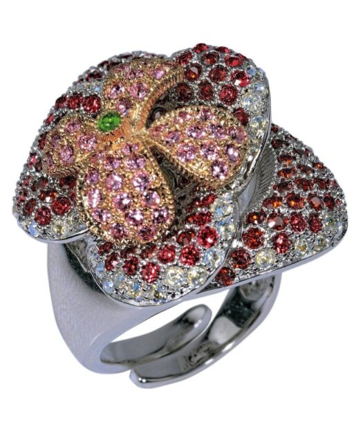 Anillo flor de loto en plata de ley con cristales Swarovski