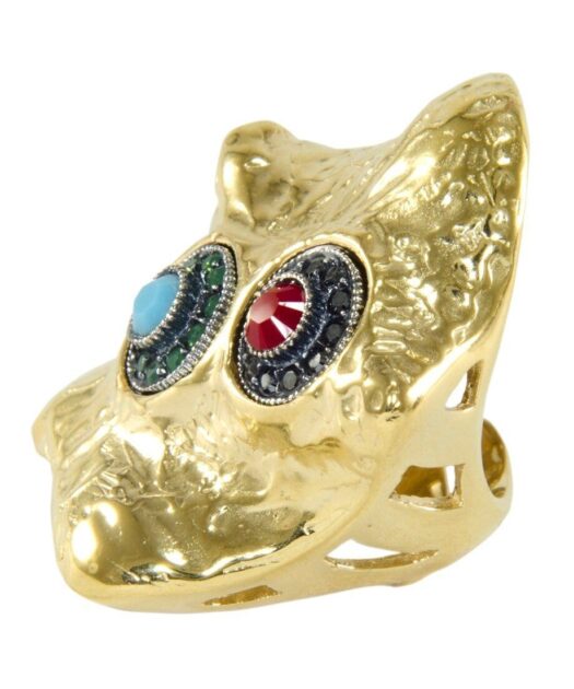 Anillo fusión dorado con cristal Swarovski de plata bañada en oro 18 K