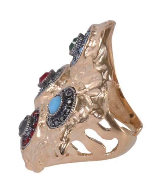 Anillo fusión oro rosa de plata de ley con rosetas Swarovski de colores