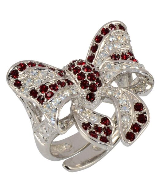 Anillo lazo de plata rodinada con cristales Swarovski