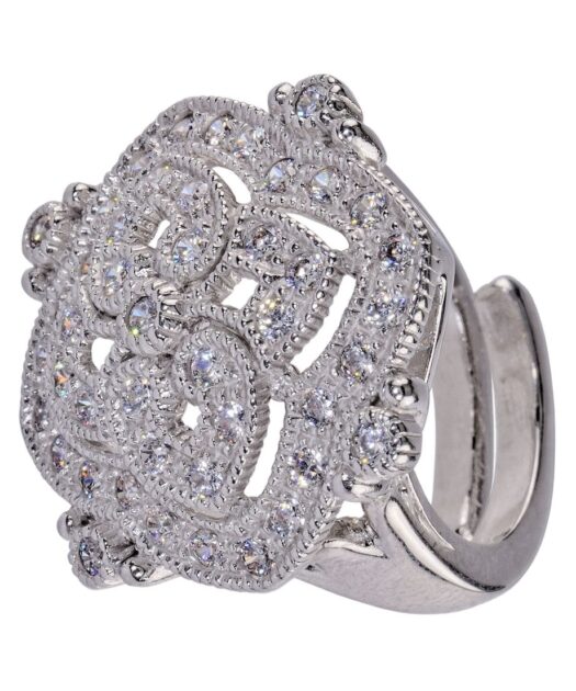 Anillo novia plata y circonitas Swarovski con acabado rodinado