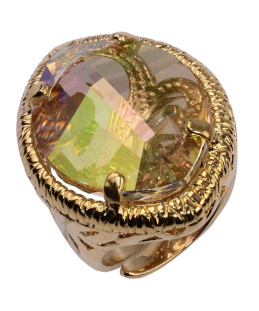 Anillo oro amarillo con cristal Swarovski de plata 925 milésimas