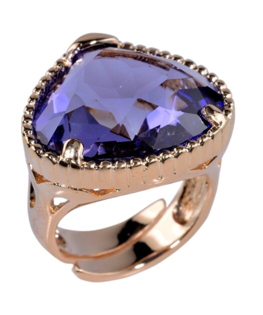 Anillo oro rosa con cristal Swarovski violeta de plata 925 milésimas