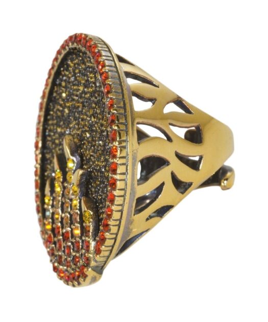 Anillo pavé oro amarillo de plata de primera ley con cristales Swarovski de colores