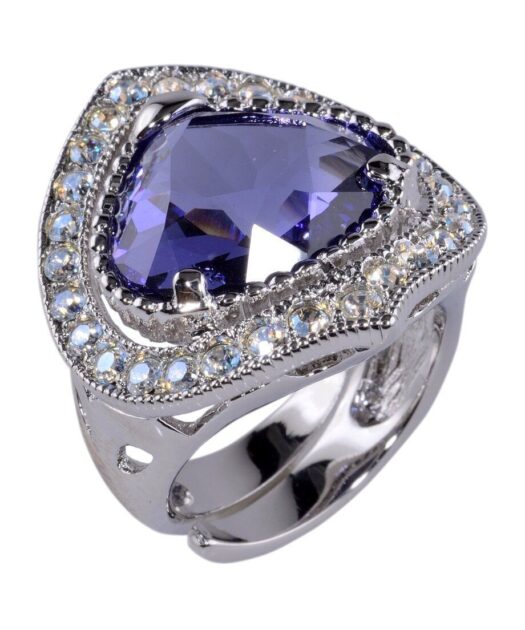 Anillo plata rodinada con cristal violeta Swarovski