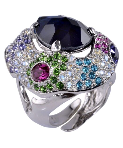 Anillo rococó con Swarovski Elements de plata bañada en rodio