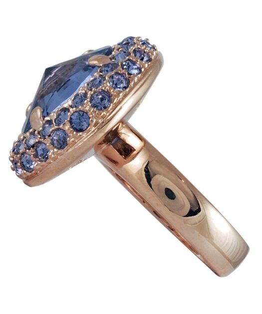 Anillo roseta azul y rosa de plata de ley con cristales Swarovski