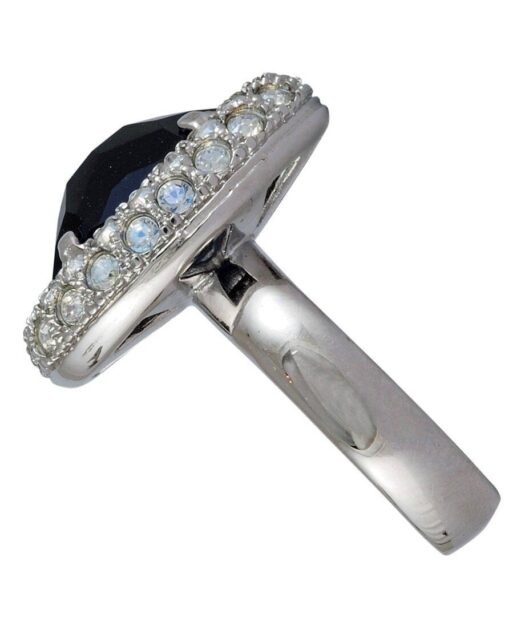 Anillo roseta clásica en tonos azules y blancos de plata bañada en rodio