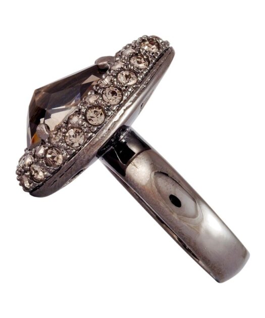 Anillo roseta marrón de plata de ley bañada en oro vintage con cristal Swarovski