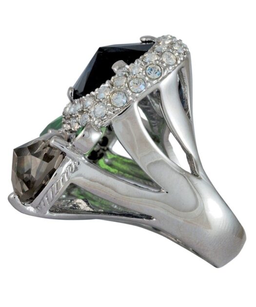 Anillo rosetas de colores en plata de ley rodinada con cristales