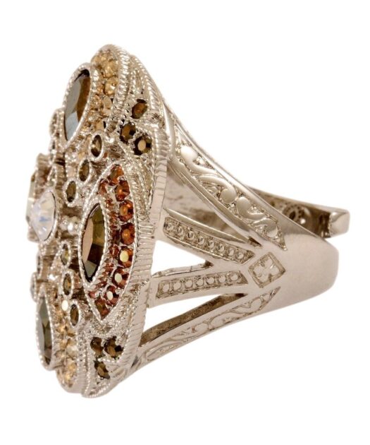 Anillo rosetas oro vintage de plata de ley con cristal Swarovski