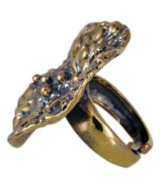 Anillo texturas oro vintage 18 quilates de plata de primera ley