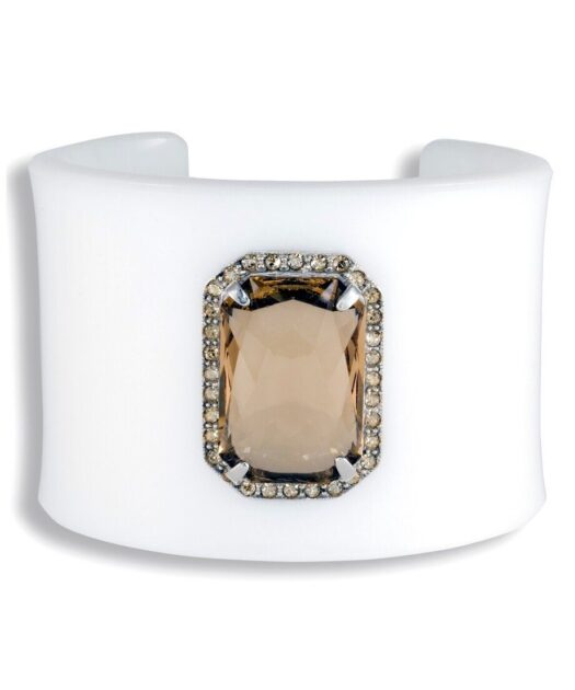 Brazalete blanco con Swarovski Elements de plata y metacrilato