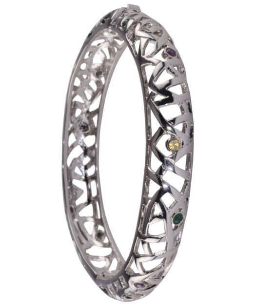 Brazalete mimbres de plata rodinada con cristales Swarovski
