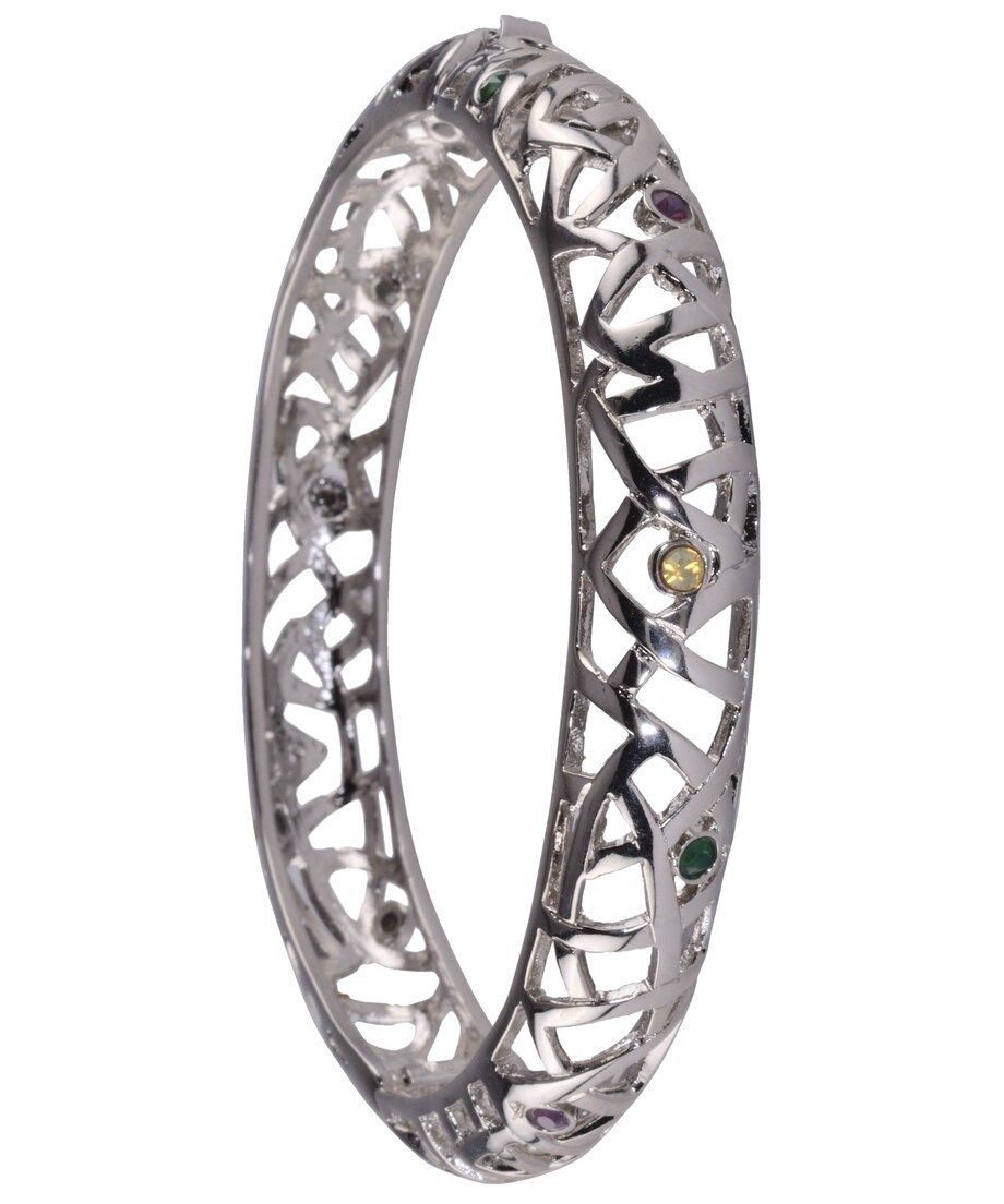 Brazalete mimbres de plata rodinada con cristales Swarovski Brazalete mimbres de plata rodinada con cristales Swarovski