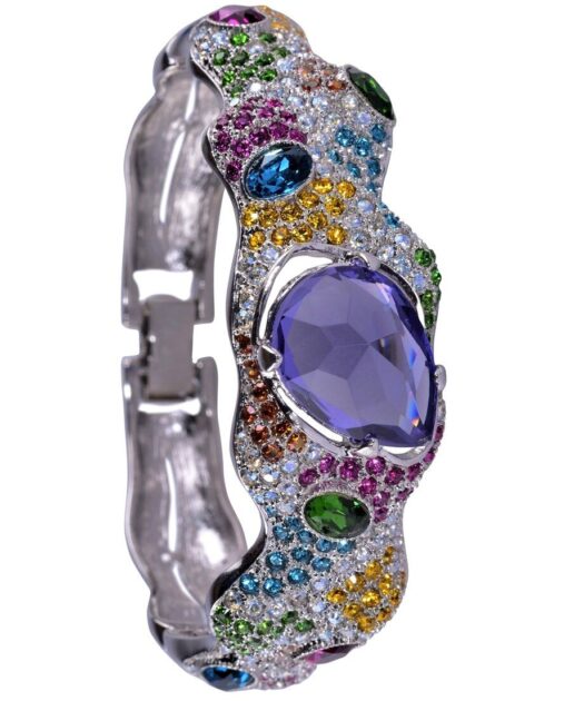 Brazalete rococó de plata de ley bañada en rodio con Swarovski Elements de colores