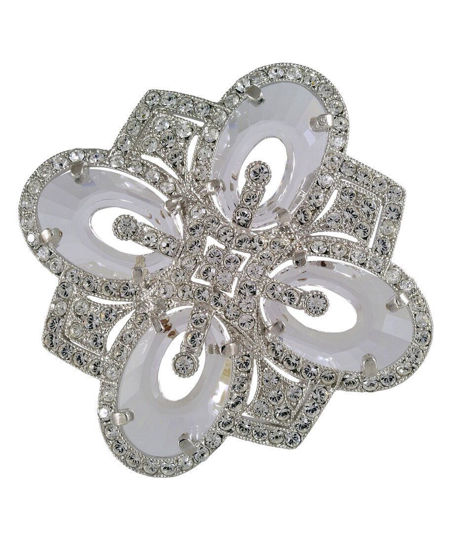 Broche cristal Swarovski blanco de plata de ley bañada en rodio Broche cristal Swarovski blanco de plata de ley bañada en rodio