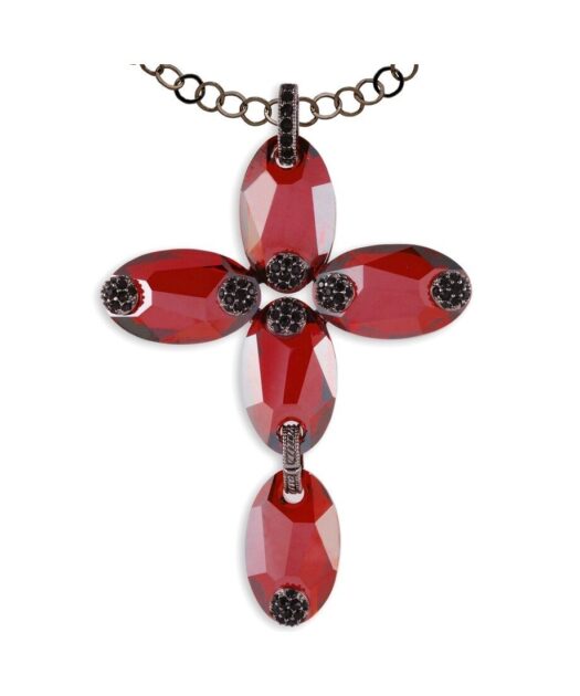 Colgante cruz de cristal Swarovski de plata bañada en oro