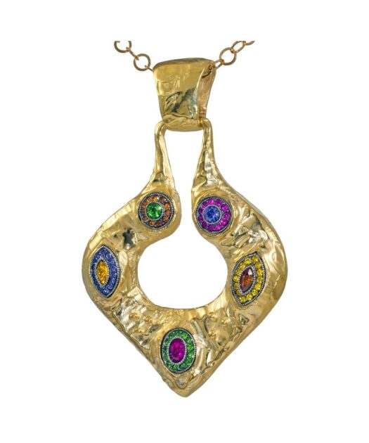 Colgante fusión oro amarillo de plata con rosetas de Swarovski