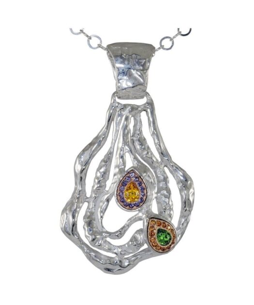 Colgante fusión plata con Swarovski Elements de colores y cadena a juego