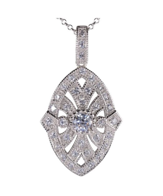 Colgante novia de plata bañada en rodio con circonitas Swarovski