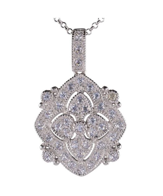 Colgante novia Swarovski Zirconia de plata bañada en rodio con cadena