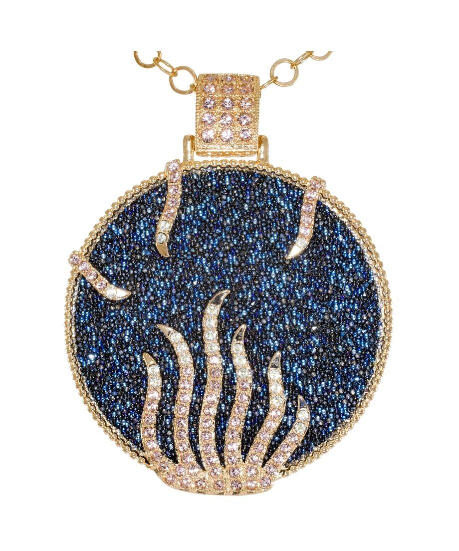 Colgante pavé azul oro rosa de plata de ley con cadena a juego Colgante pavé azul oro rosa de plata de ley con cadena a juego