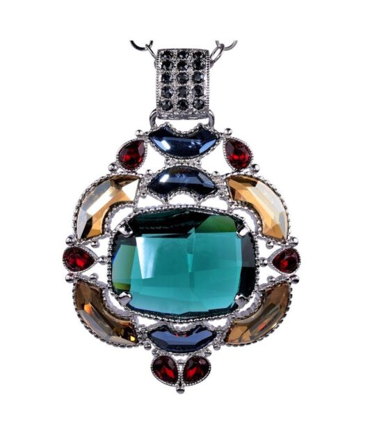 Colgante plata con Swarovski Elements de colores y cadena a juego