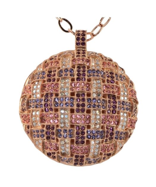Colgante trenzado oro rosa de plata con cristales Swarovski