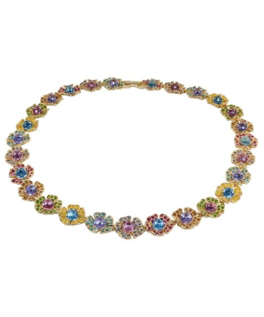 Collar flores cristal Swarovski en plata de ley de varios colores