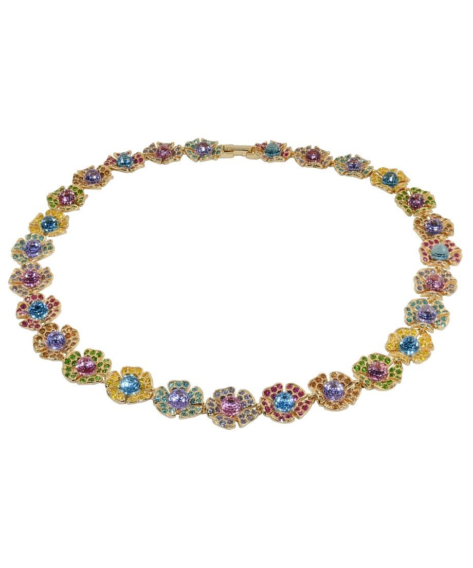 Collar flores cristal Swarovski en plata de ley de varios colores