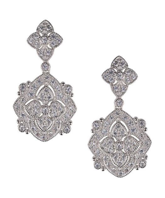 Pendientes articulados de novia con circonitas Swarovski en plata de ley rodinada