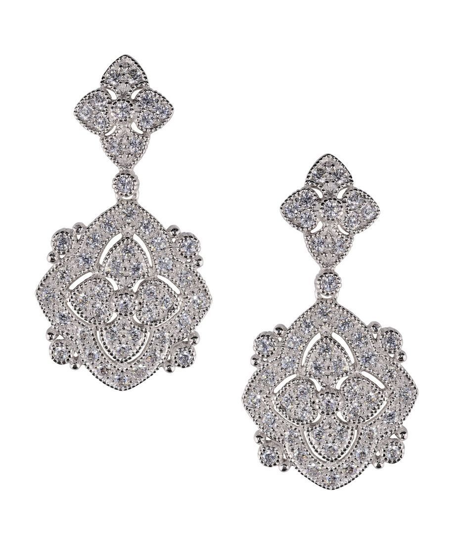 Pendientes articulados de novia con circonitas Swarovski en plata de ley rodinada Pendientes articulados de novia con circonitas Swarovski en plata de ley rodinada