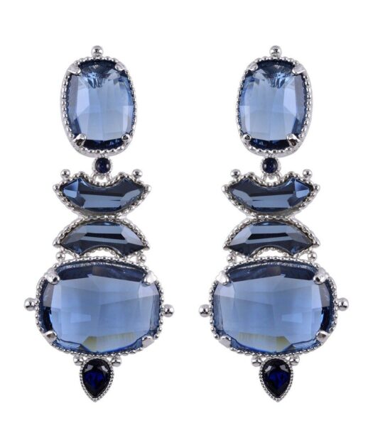 Pendientes azul océano de plata rodinada con cristales Swarovski