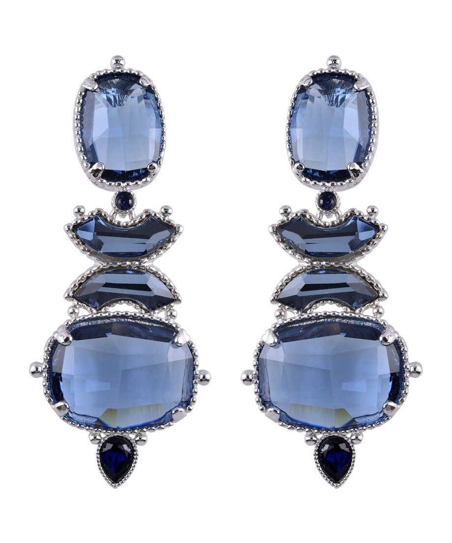 Pendientes azul océano de plata rodinada con cristales Swarovski Pendientes azul océano de plata rodinada con cristales Swarovski