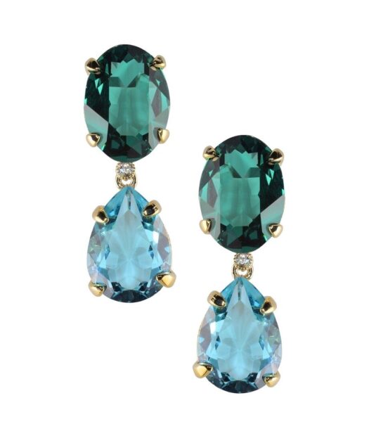 Pendientes azul y verde agua de plata de ley con Swarovski Elements