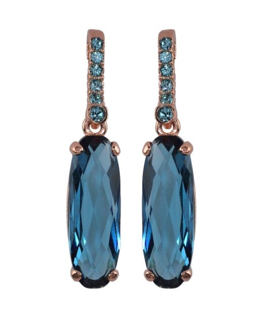 Pendientes azules oro rosa de plata con cristal Swarovski
