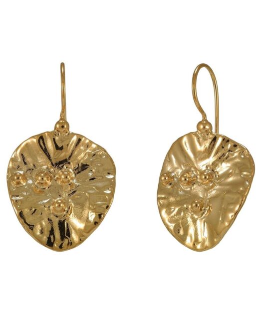 Pendientes cierre hippie oro amarillo de plata de primera ley y forma irregular