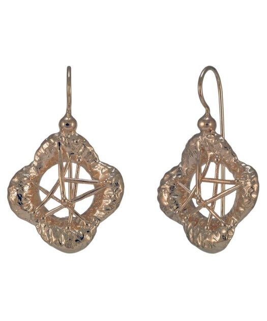 Pendientes cierre hippie oro rosa de plata de ley