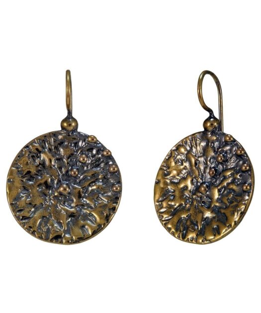 Pendientes cierre hippie oro vintage redondos con formas orgánicas