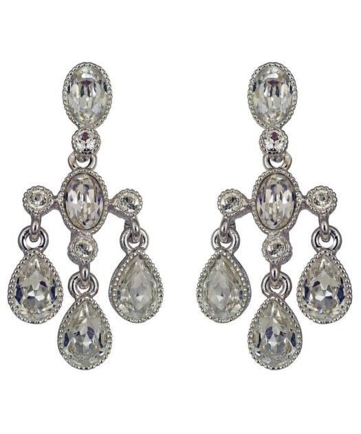 Pendientes colgantes cristal Swarovski de plata rodinada con cierre de presión