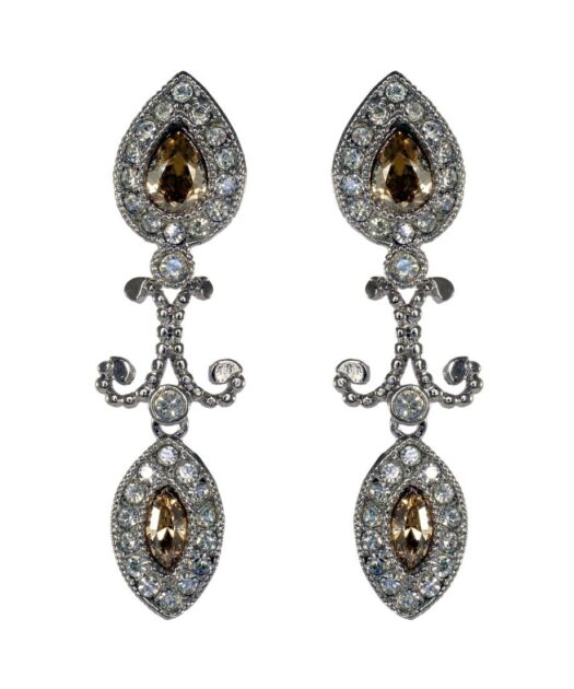 Pendientes con dos rosetas de cristal Swarovski fabricados en plata de ley