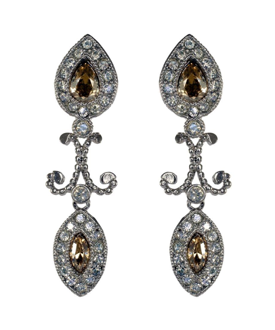 Pendientes con dos rosetas de cristal Swarovski fabricados en plata de ley Pendientes con dos rosetas de cristal Swarovski fabricados en plata de ley