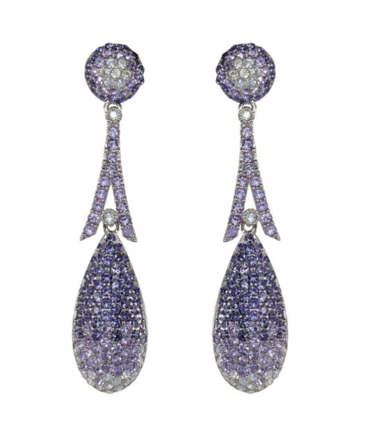 Pendientes con pavé en tonos malvas de plata de ley bañada en rodio con cristales Swarovski